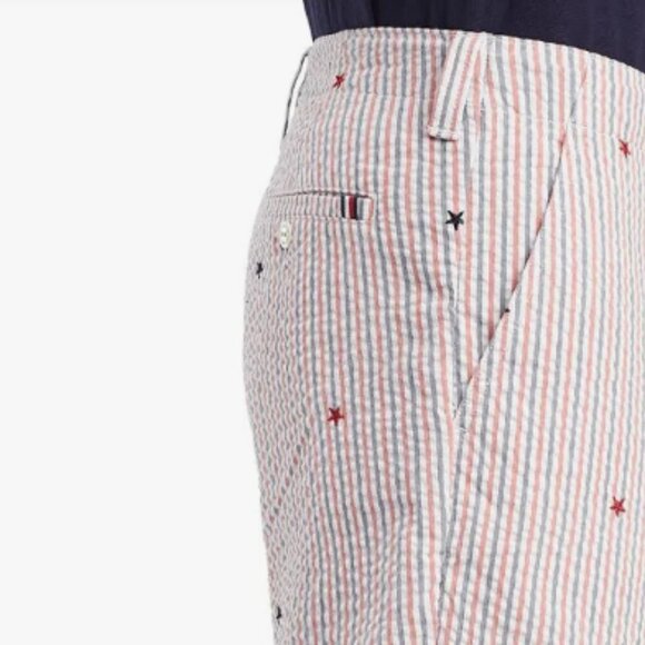 Tommy Hilfiger Stars & Stripes 9" Shorts Cotton Seersucker, Size 40 Mens - Picture 3 of 11